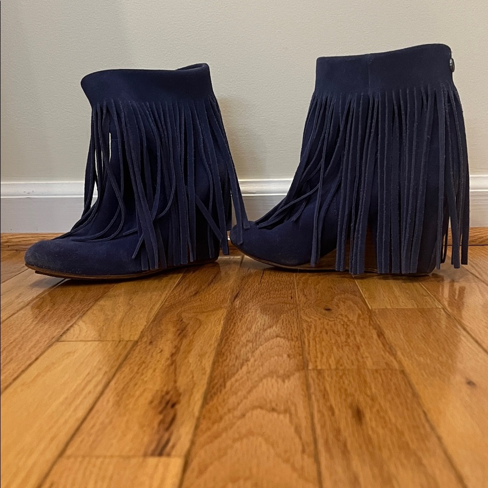 Koolaburra Navy Fringe Ankle Boots
